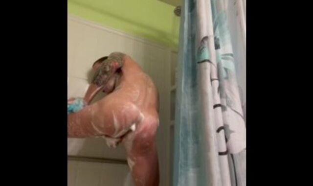 Trans girl Erika Chloe Taylor plays with herself and jizzes in the shower