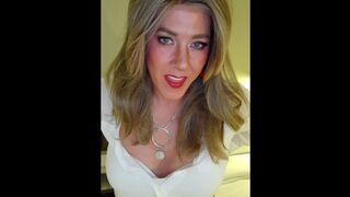 CRIMSON-SUPER-HOT light-haired trans damsel chats messy