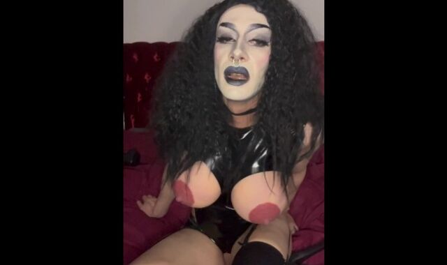 Sissy cockslut in latex self humiliation