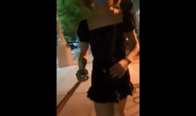 Super ultra-crazy asian she-creature demonstrating her dick on the streets of Thailand